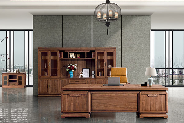 新中式古典實木辦公桌老板班台-祥雲 新中式古典實木辦公桌老板班台-祥雲